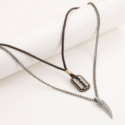 DESIGN DOUBLE LAYER VINTAGE WAX WIRE NECKLACE