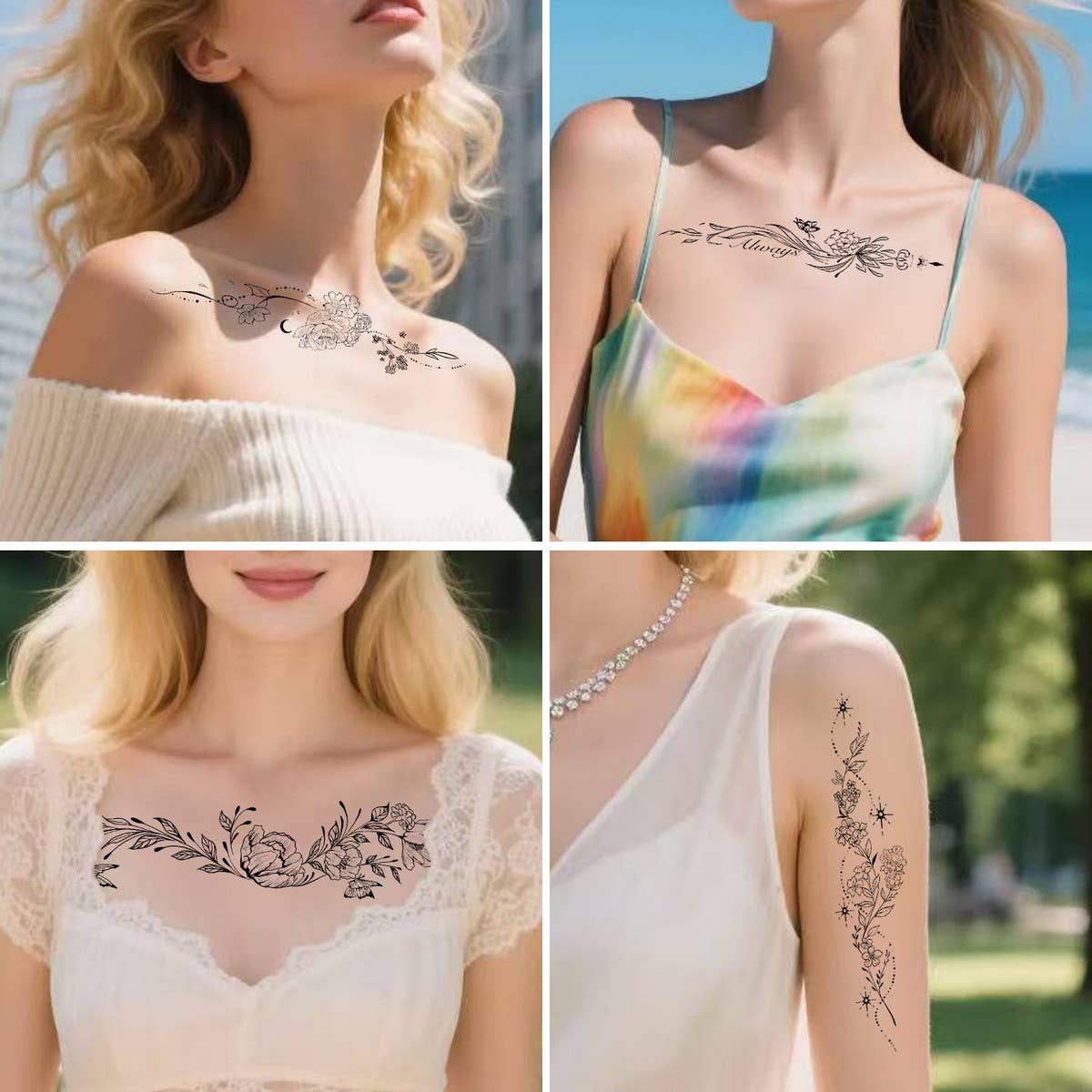 Sexy Floral Sleeve Tattoos ? Bikini & Chest Art