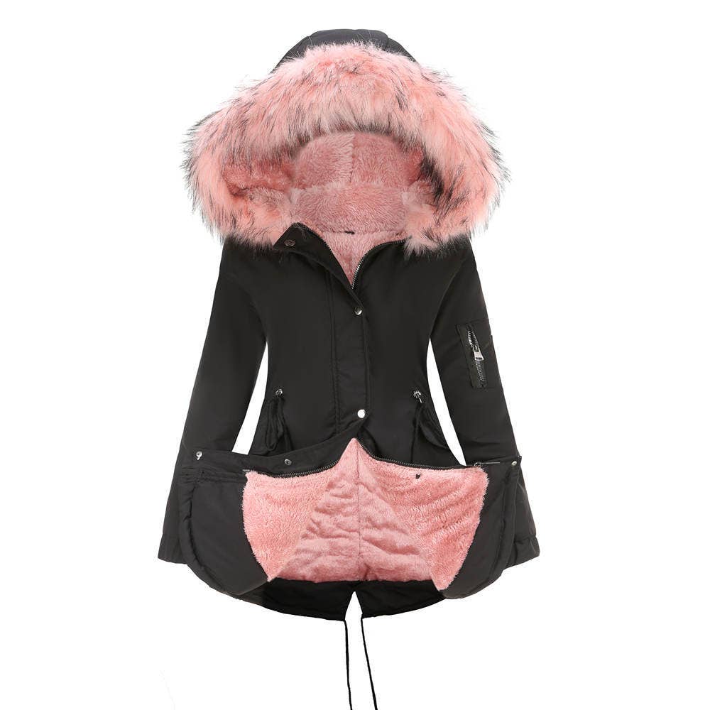 HOODED WARM PADDED JACKET WITH FLEECE