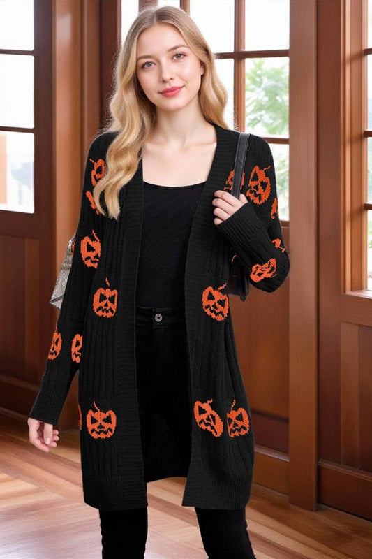 CWOCAL00699_HALLOWEEN PUMPKIN JACQUARD KNIT CARDIGAN