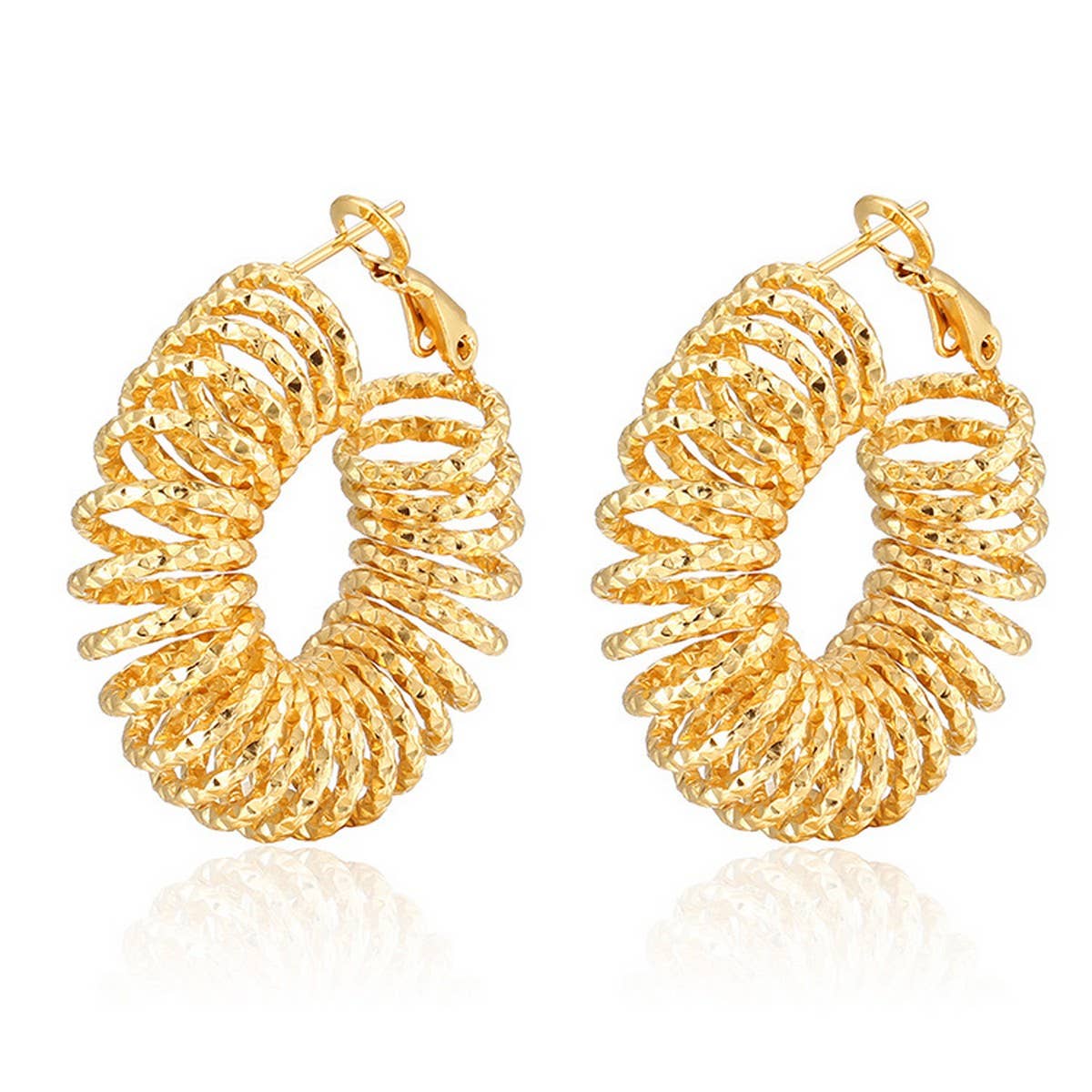18K GOLD BRAIDED FILIGREE CHUNKY HOOP EARRINGS_CWAJE0559