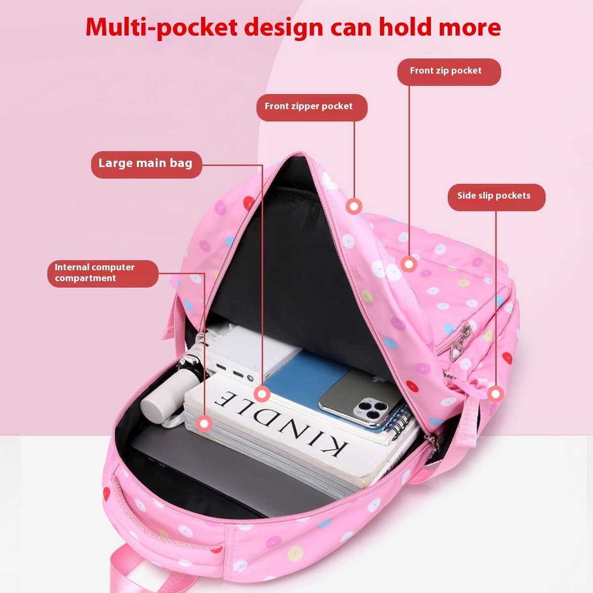 Backpacks for School, Polka Dot Kids Backpack_CWAB5476