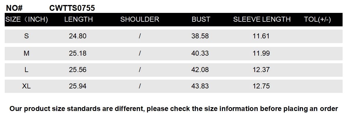 Cwtts0755_Round Neck Short Sleeved Top