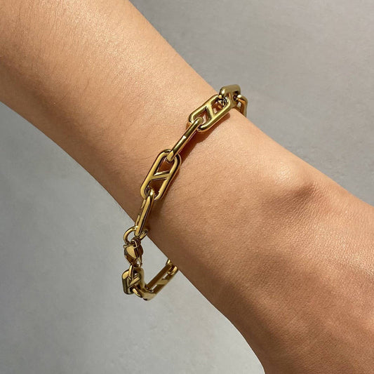 Gold Stainless Steel Chain Bracelet, No Fading