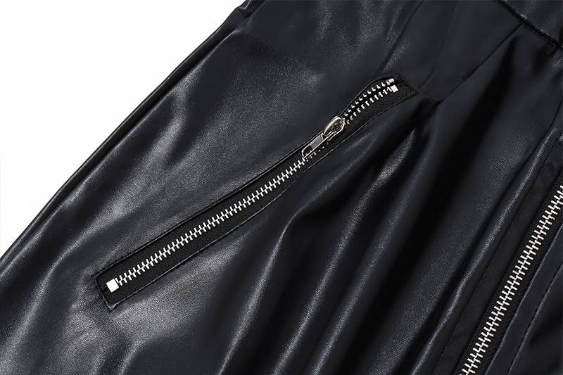 Fashion Sexy PU Leather Bodycon Zipper Mini Skirt