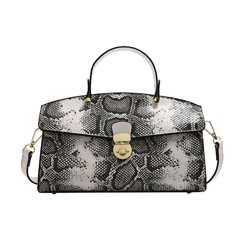 Large-capacity snake-patterned hand-held tote bag