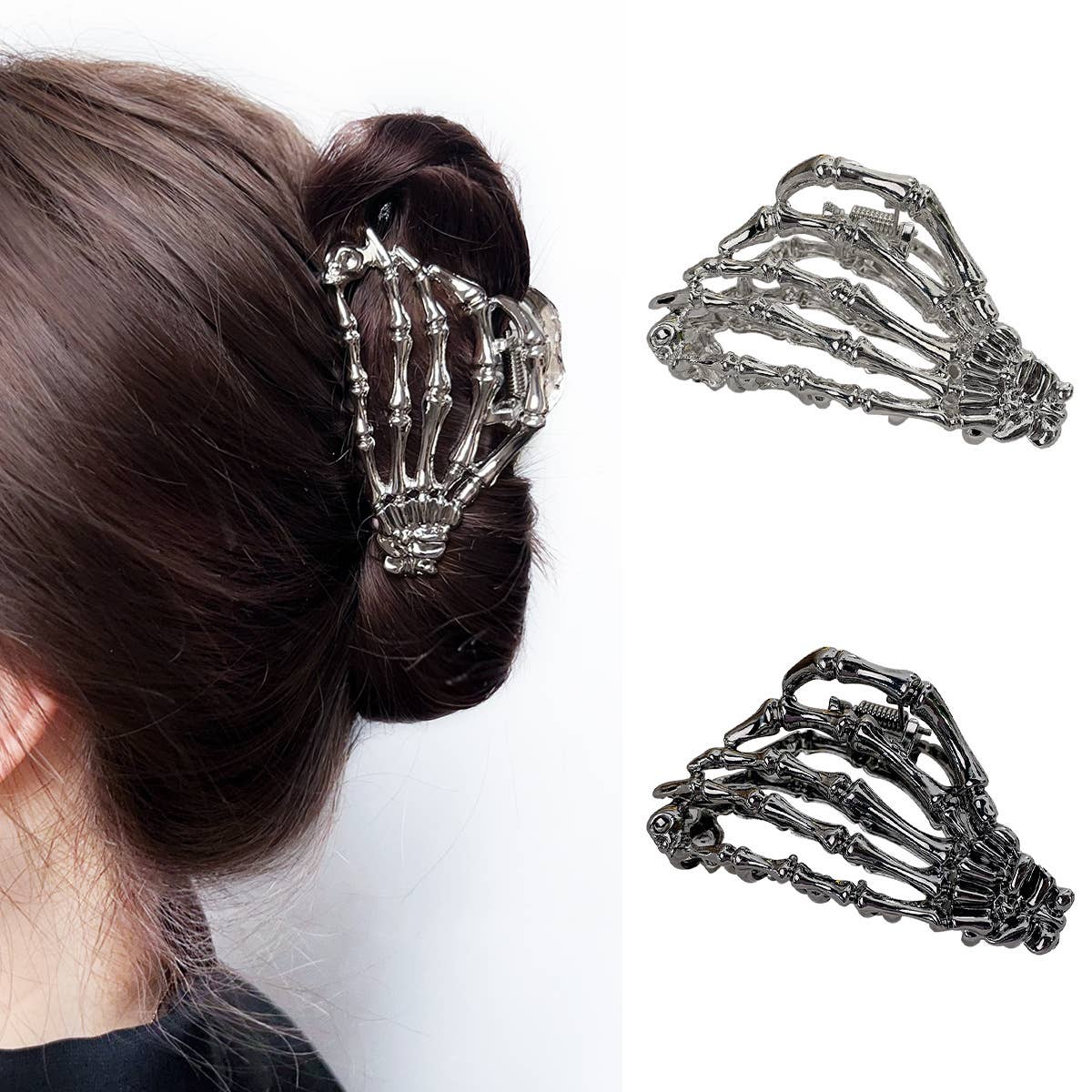 Gothic ghost hand pleated high-end alloy hairpin