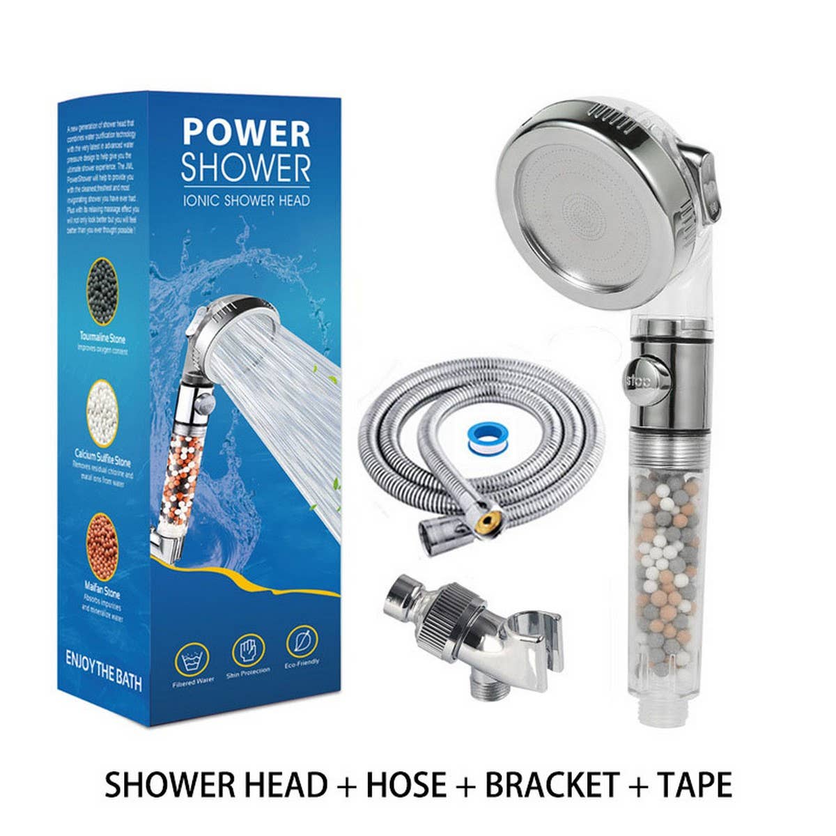 THREE-SPEED WATER FILTER SHOWER HEAD WITH BOOSTER
