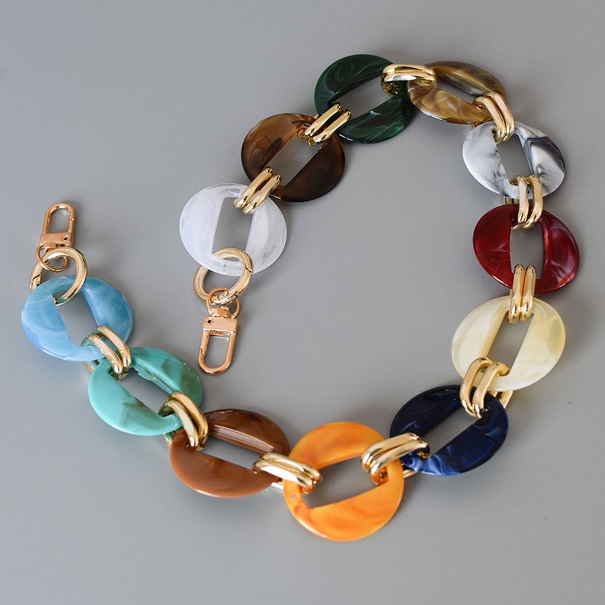 Heart,Rectangle Colorful Mixed Acrylic Bag Chain