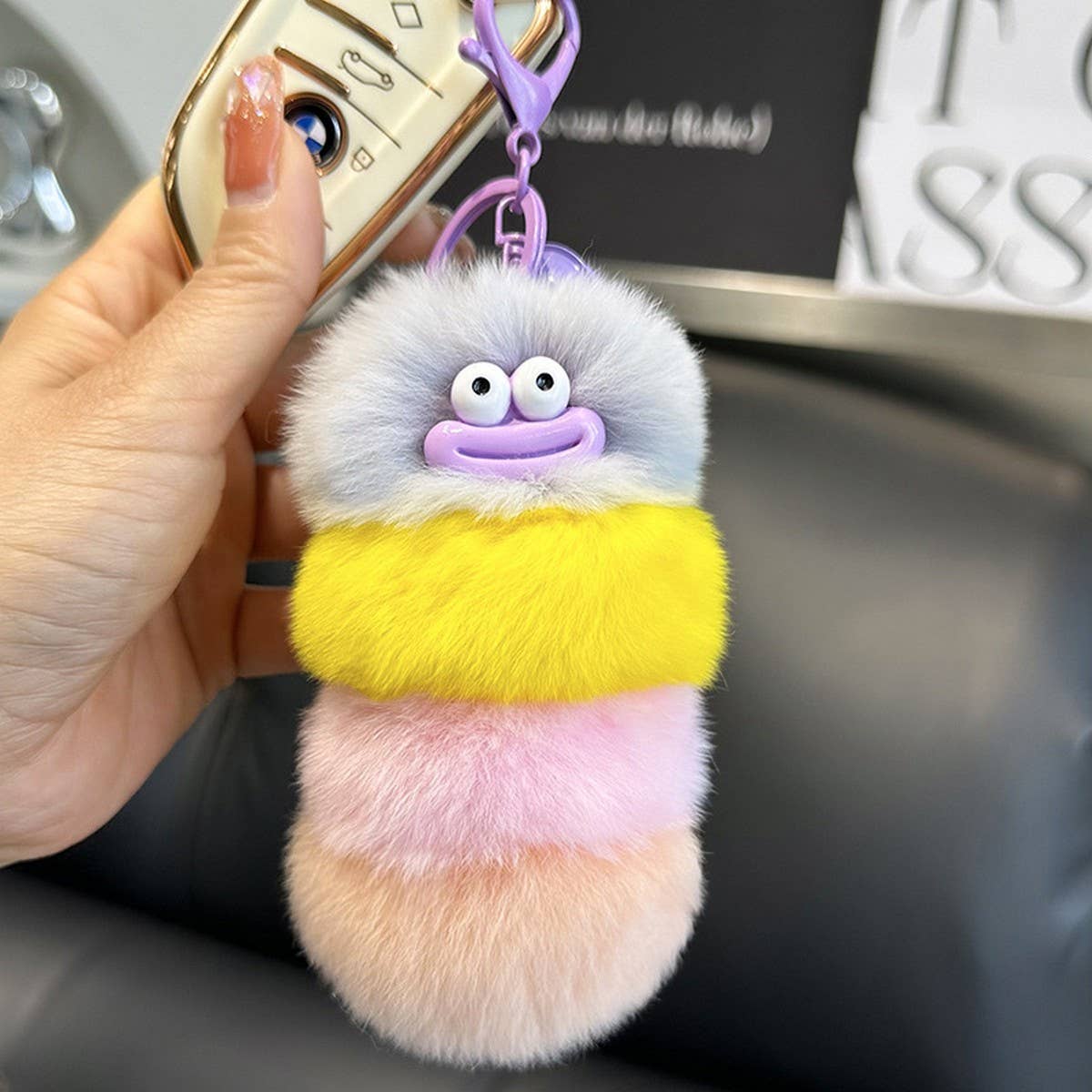 UGLY AND CUTE CATERPILLAR BAG PENDANT CAR KEYCHAIN