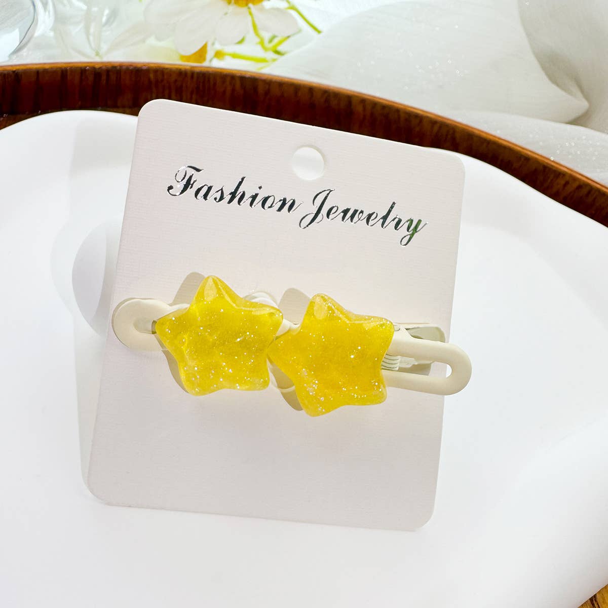 Cute transparent five-pointed star hair clips