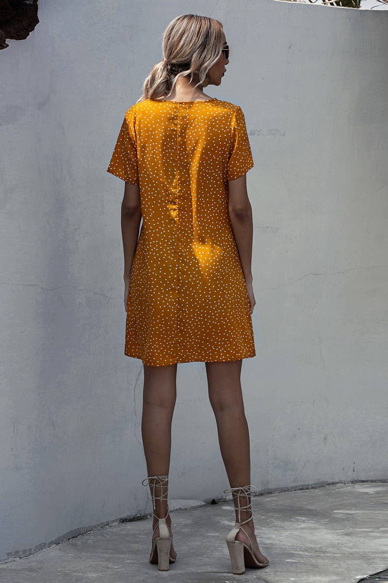 SHORT SLEEVE POLKA DOT DRESS_CWDSD2675