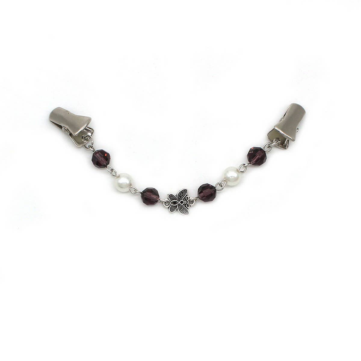 NEW CRYSTAL PEARL BUTTERFLY CHAIN SHAWL CLIP