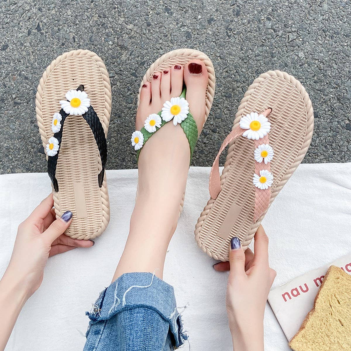 SUNFLOWER FLOWER SUMMER BEACH FLIP FLOPS