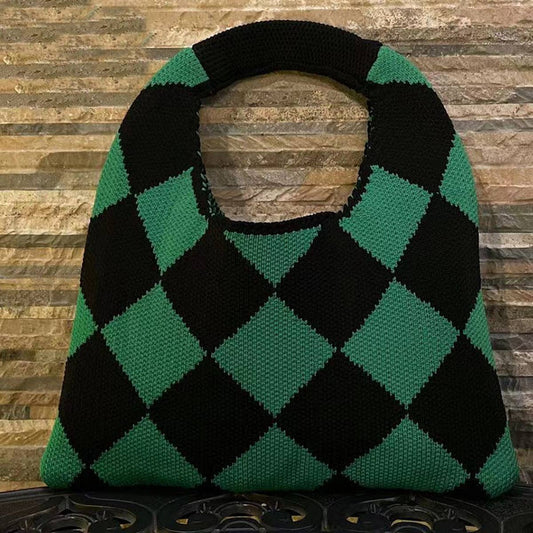 WOMEN CASUAL PLAID KNITTED CLUTCH BAG_CWAB0855