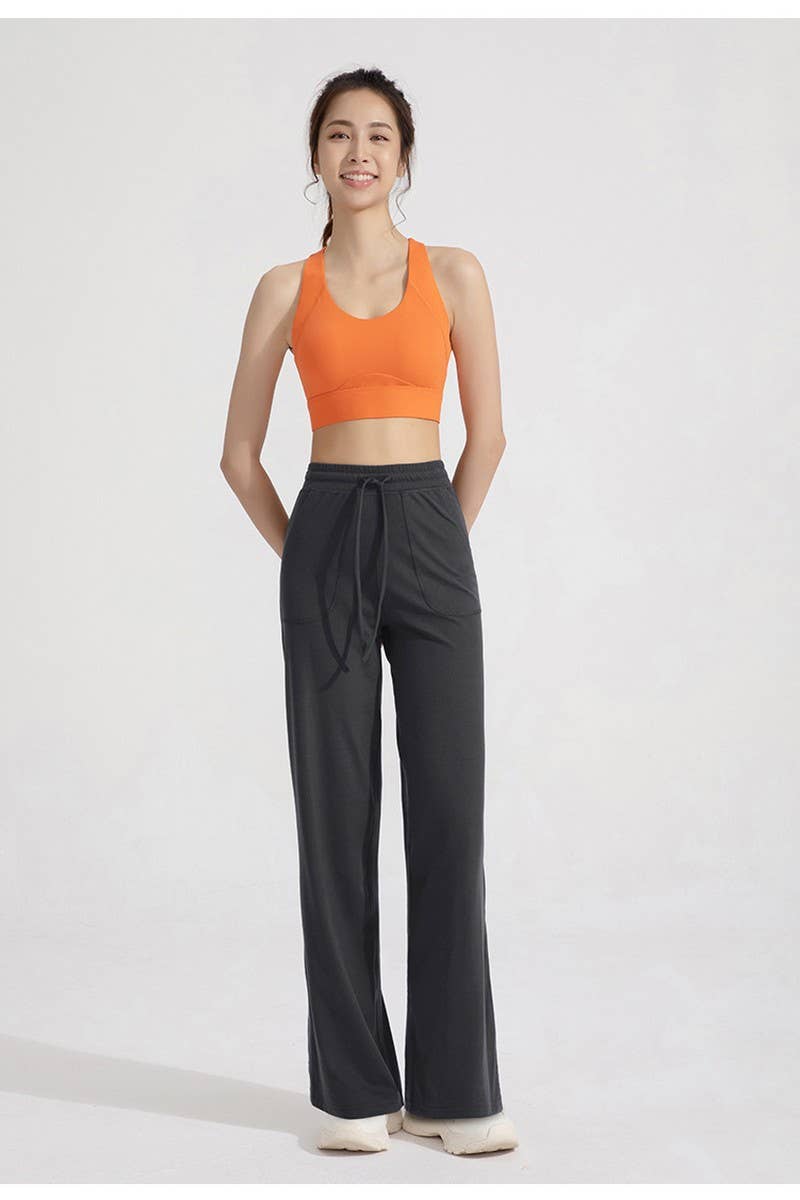 CWBLP1509_HIGH WAIST LOOSE POCKET WIDE LEG YOGA PANTS