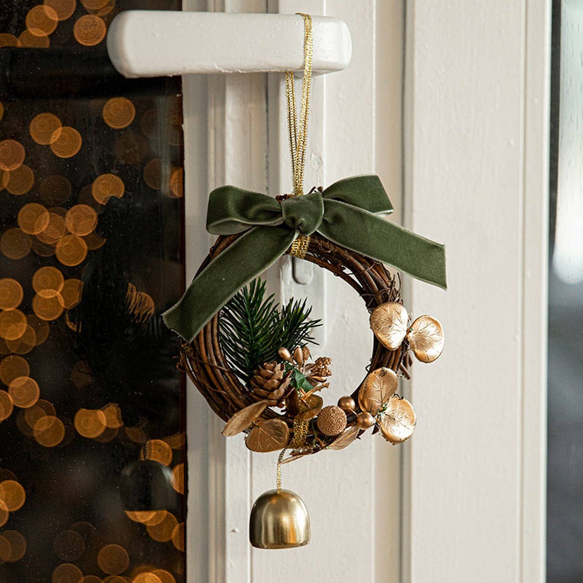 Iron Metal Christmas Bell Hanging Wreath Decor