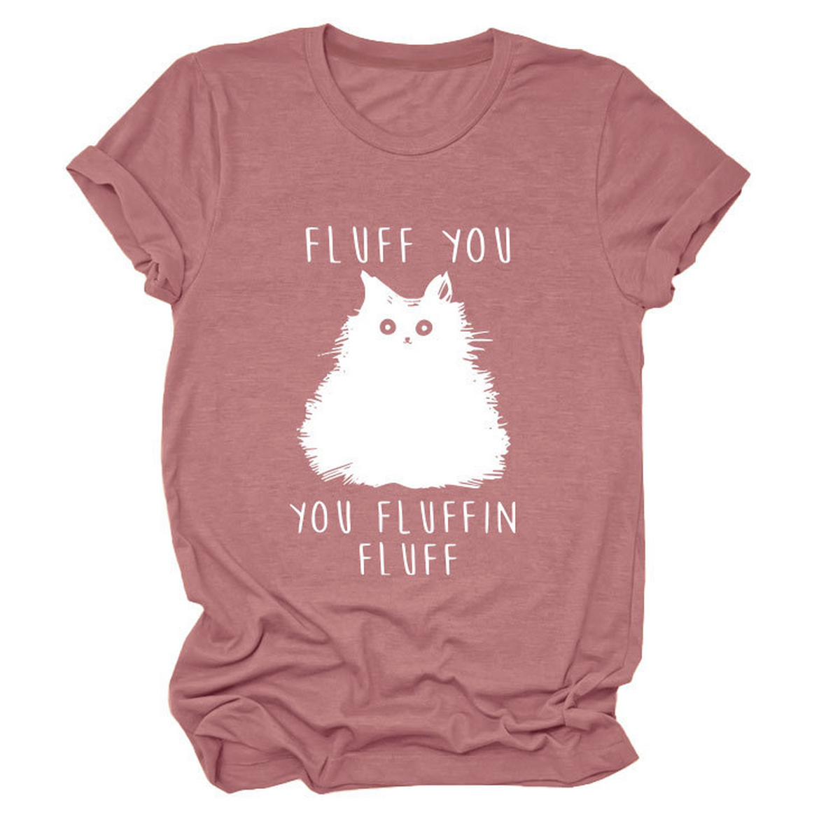 Women??¢s Graphic Tee ??Fluff You Cat Print_CWTTSL0510