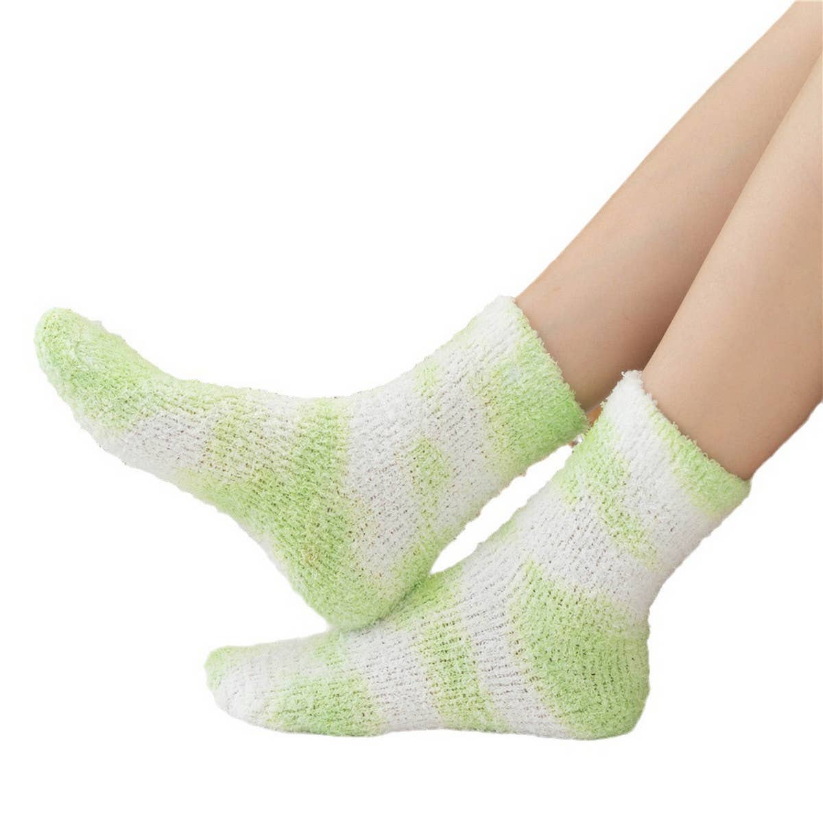 WOMEN PADDED TIE-DYED CORAL VELVET SOCKS