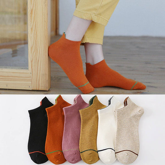 SPRING SOLID COLOR COTTON SOCKS FOR WOMEN_CWMS2043