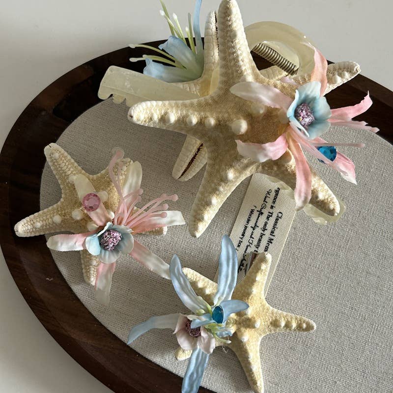 Shell starfish grabber beach hair accessory