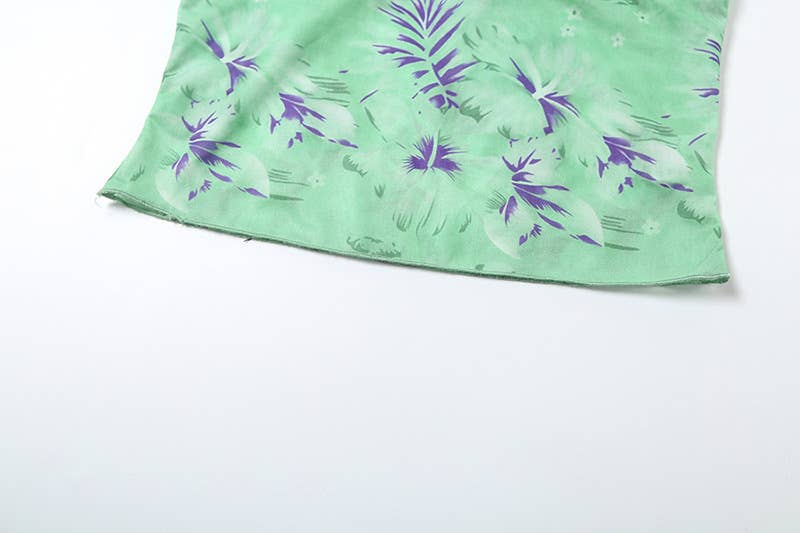 Sexy Printed Crop Cami and High Waist Skirt Set