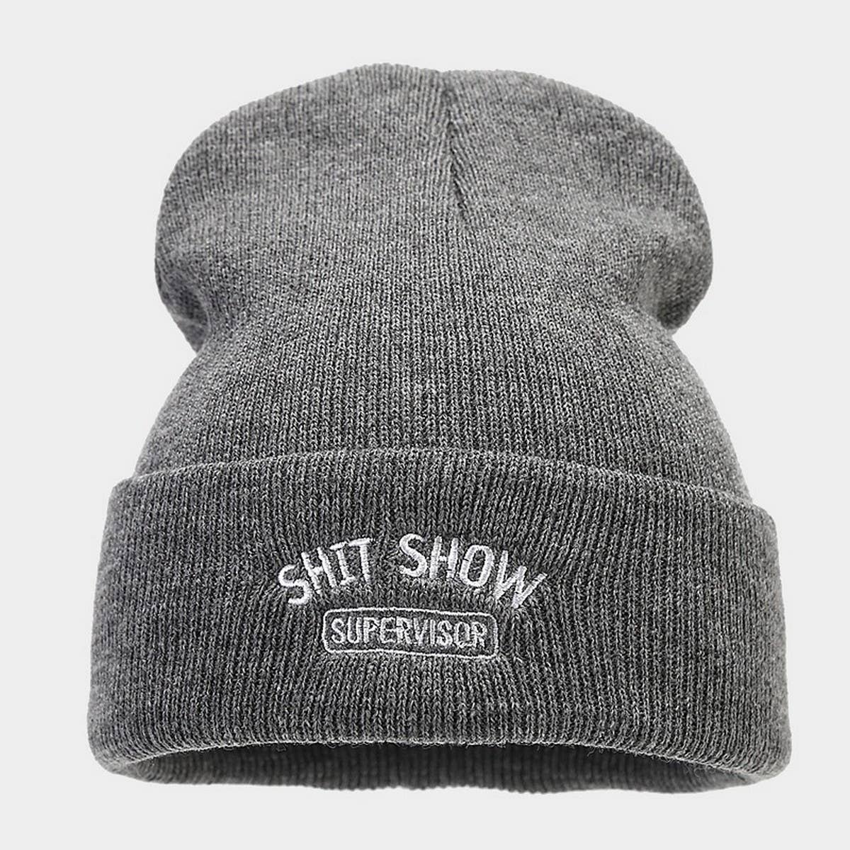 SHIT SHOW EMBROIDERED LETTER PILE HAT KNITTED HAT_CWAH2084