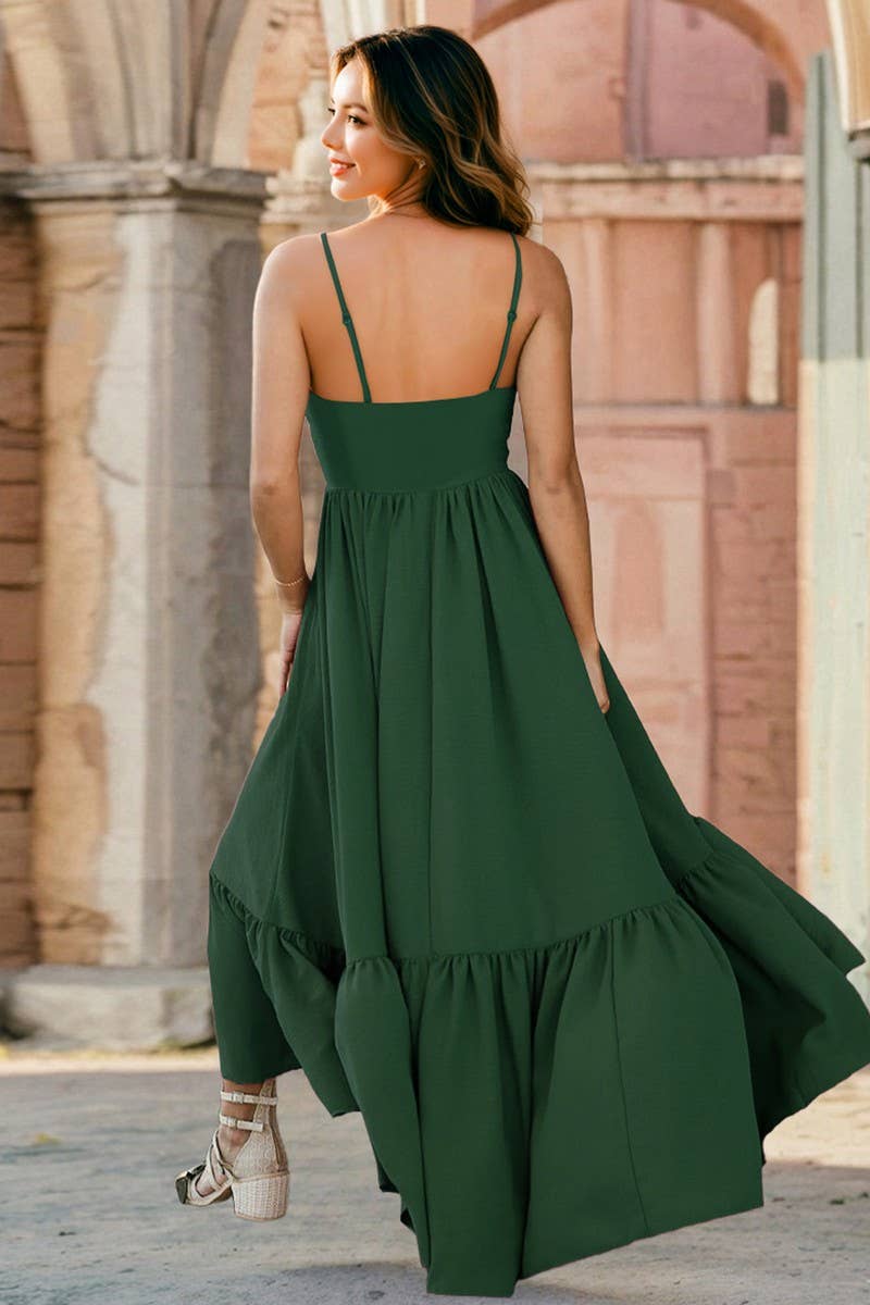 CWDMD6183_LACE TRIM ASYMMETRICAL A-LINE CAMI DRESS