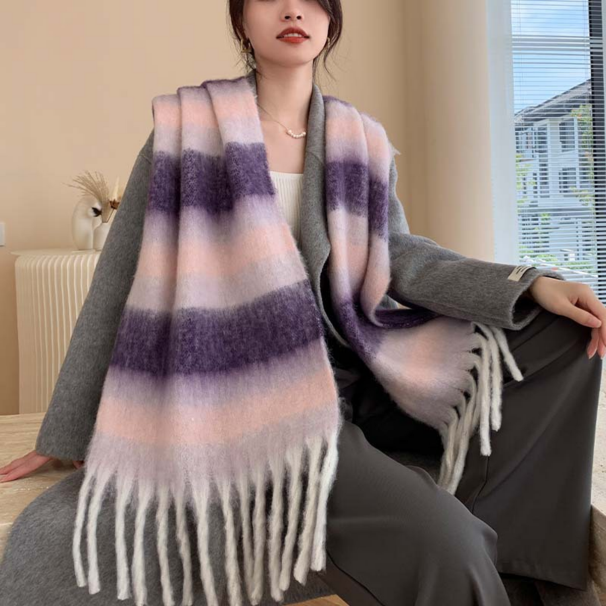 Plush AC Scarf ??Thick Soft Winter Wrap_CWASC2701