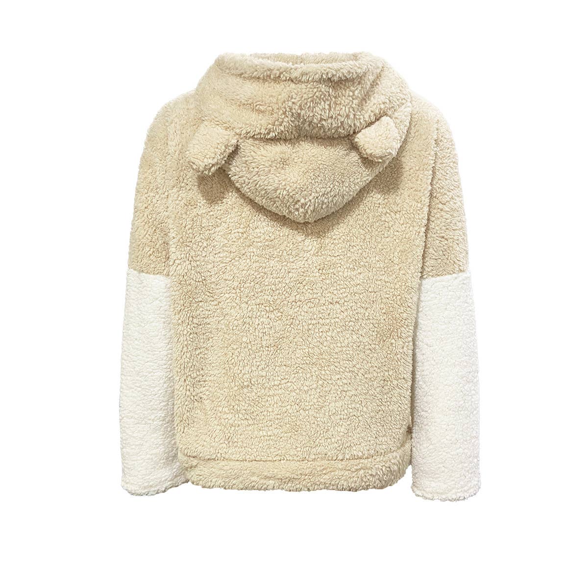 Patchwork Contrast Color Fur Cat Ears Hoodie