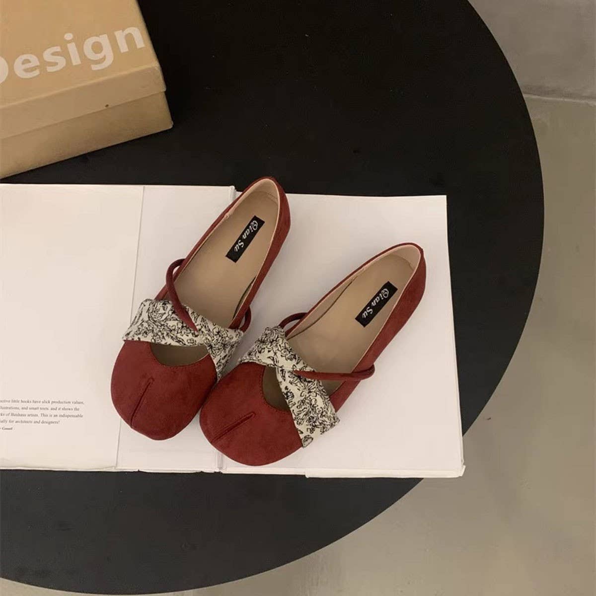 Vintage Flat Mary Jane Shoes Suede Low Cut