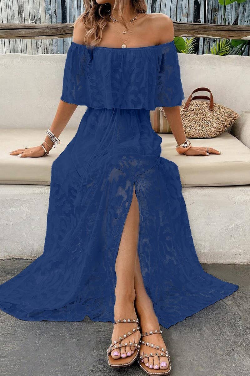 CWDMD5705_SEXY ONE-SHOULDER SOLID COLOR SHORT-SLEEVED DRESS