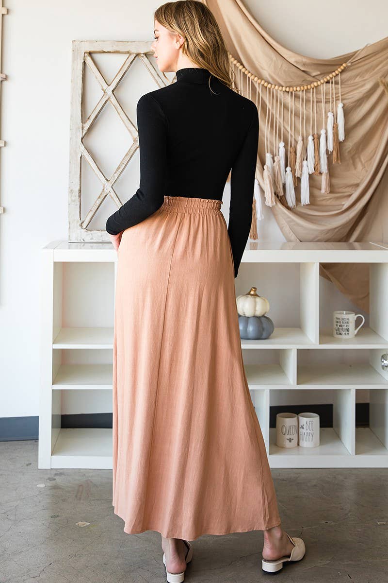 CWBLS132-S_SIDE SLIT DETAILED MAXI LINEN SKIRT