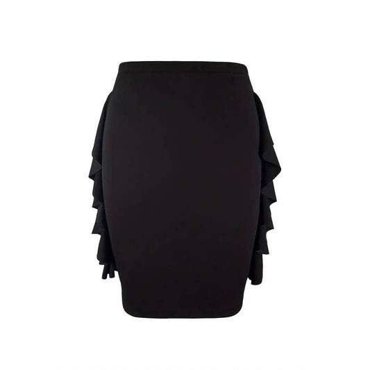 Double side ruffled hem knit skirt in solid color