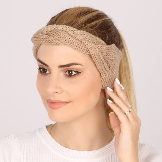 WARM KNITTED FLAT CROSS YARN HEADBAND