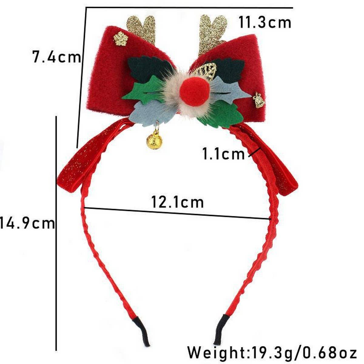 Fuzzy Red Bow Christmas Headband for Women