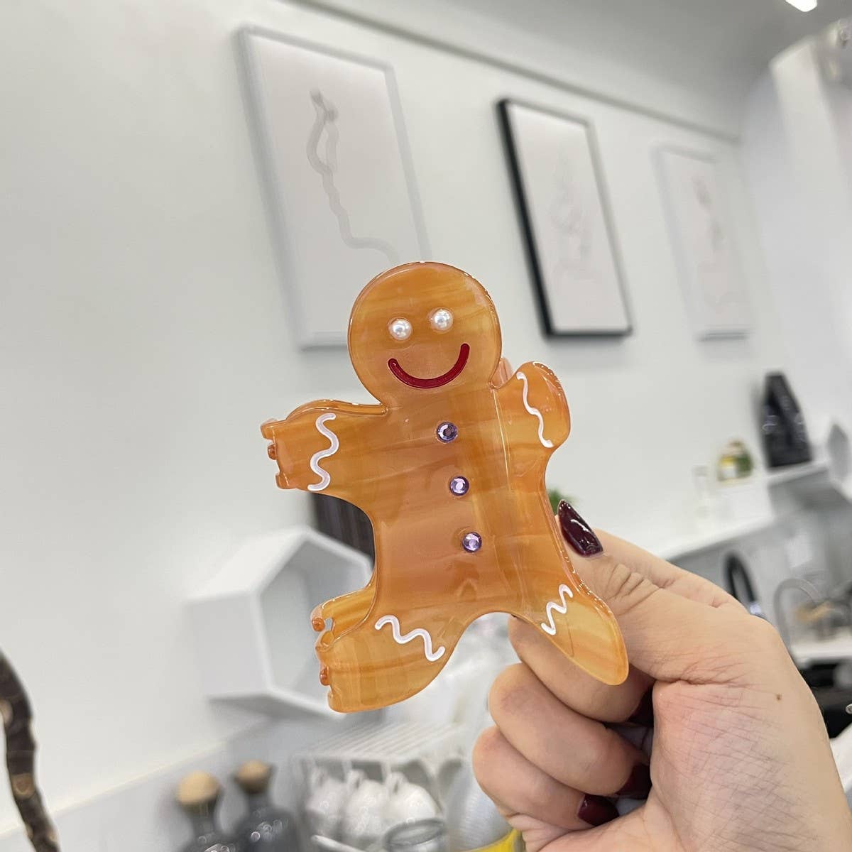 CWAHA4459_CUTE CARTOON GINGERBREAD MAN COFFEE CUP HAIRPIN