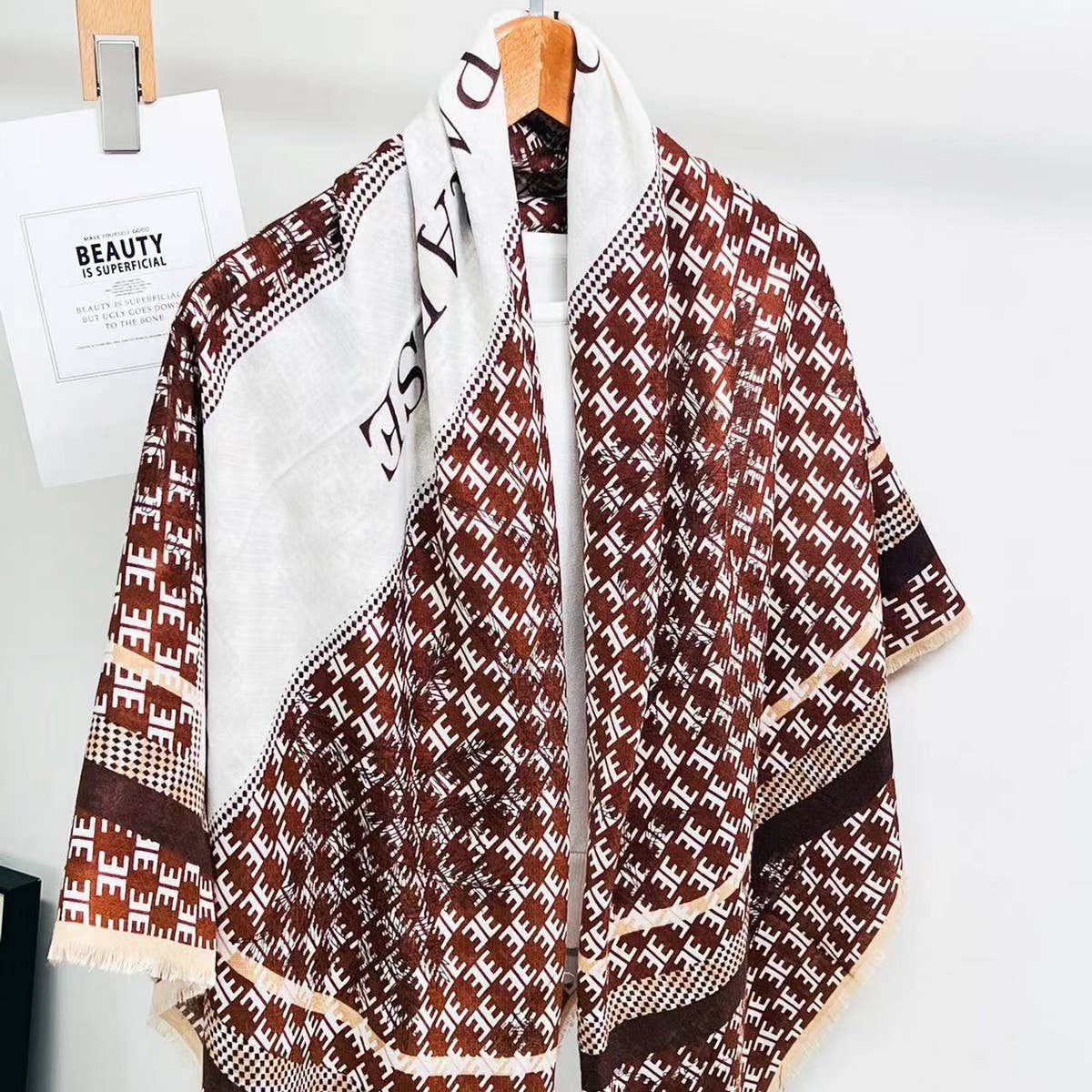 Letter Print Scarf - Chic Winter Wrap Gift Shawl