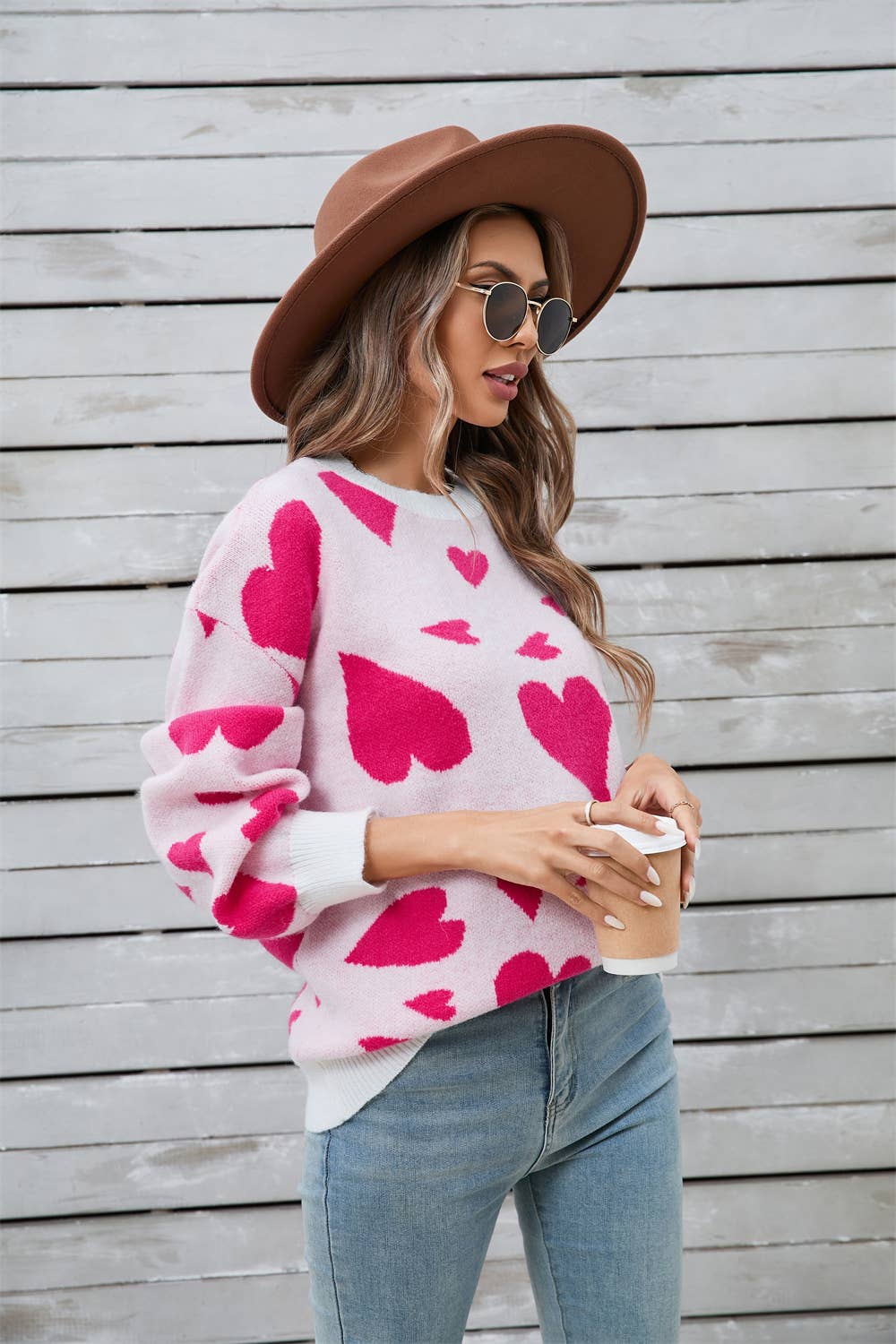 VALENTINE'S DAY MATCHING HEART JACQUARD SWEATER