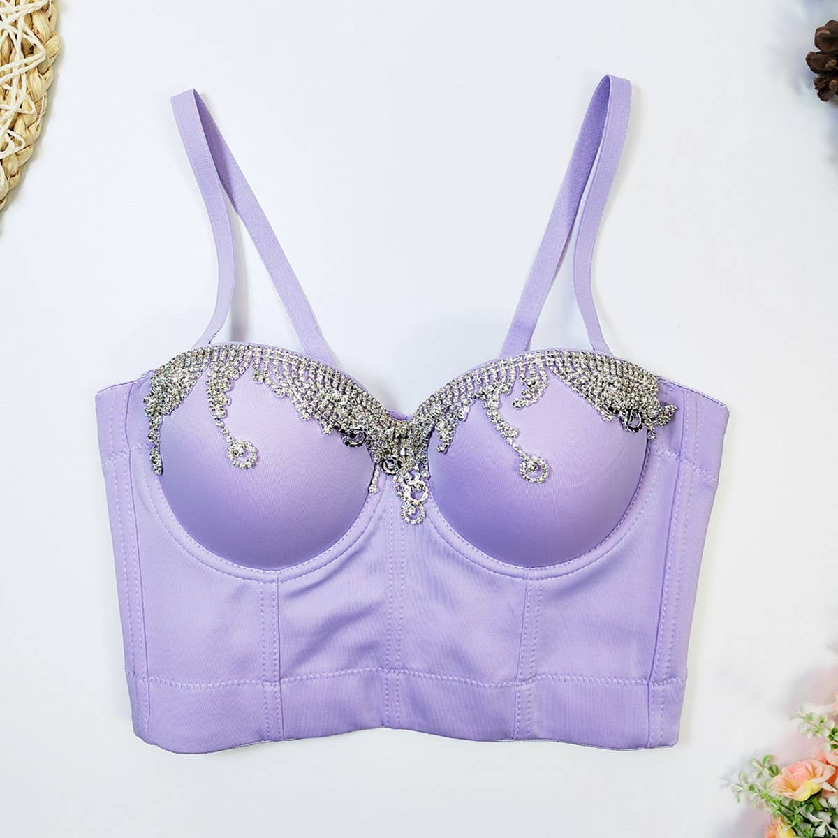 TEARDROP RHINESTONE WAIST HERRINGBONE CORSET