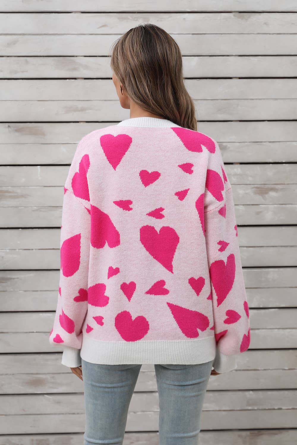 VALENTINE'S DAY MATCHING HEART JACQUARD SWEATER