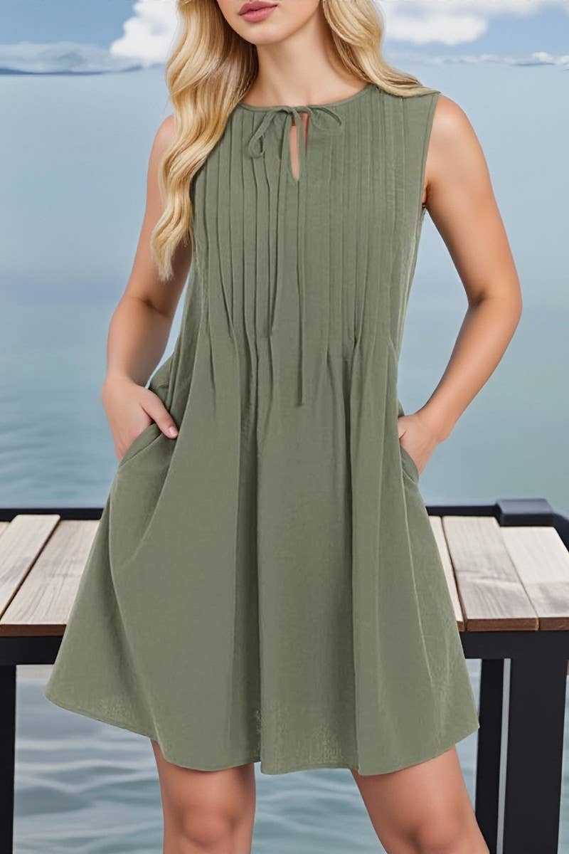 CWDSD10614_SUMMER FASHION SHORT SLEEVELESS RESORT DRESS