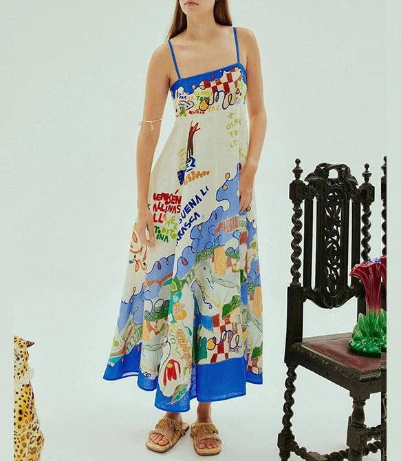 Sexy graffiti print flared sundress