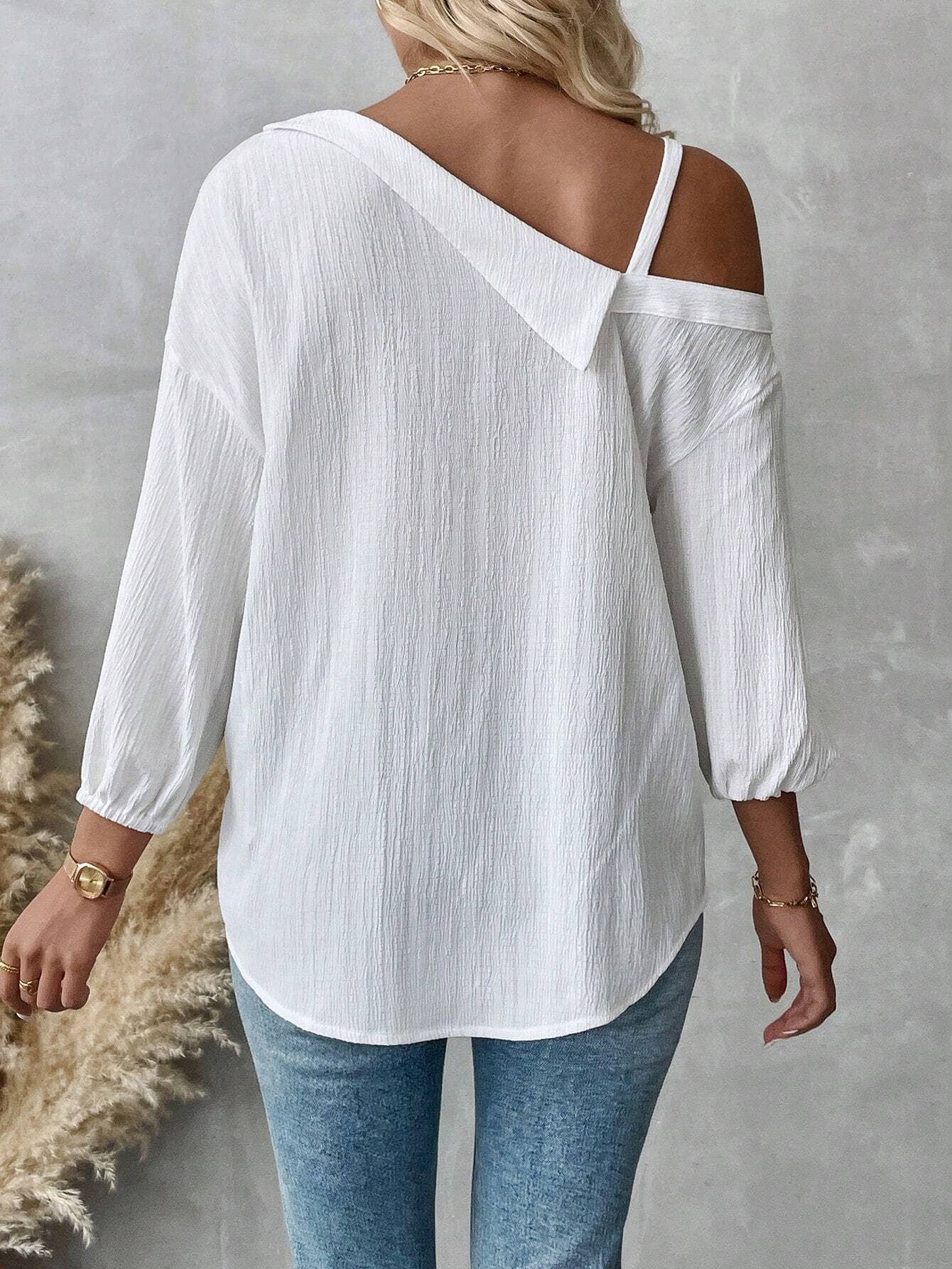 Lapel off-the-shoulder single breasted shirt