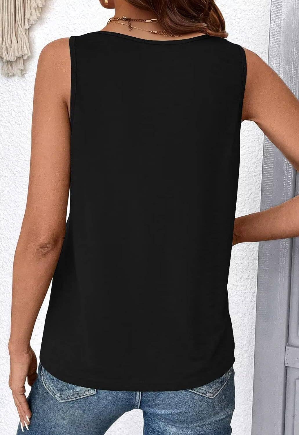 Solid color V-neck sleeveless casual loose vest