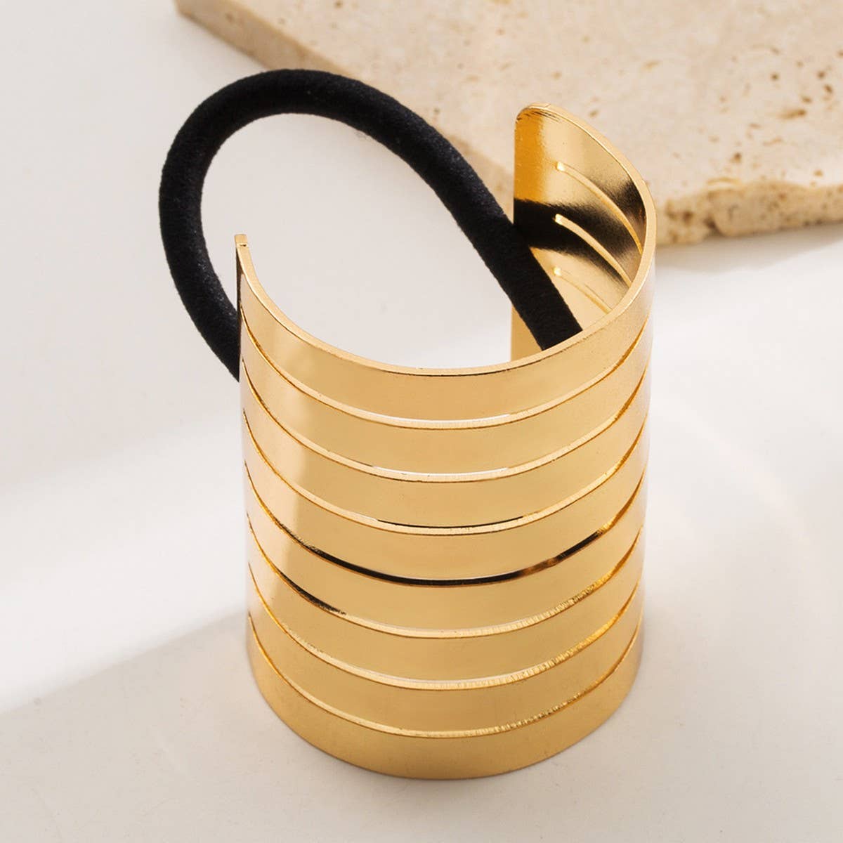 Sleek Oval Metal Elastic Hair Tie for Women_CWAHA6181