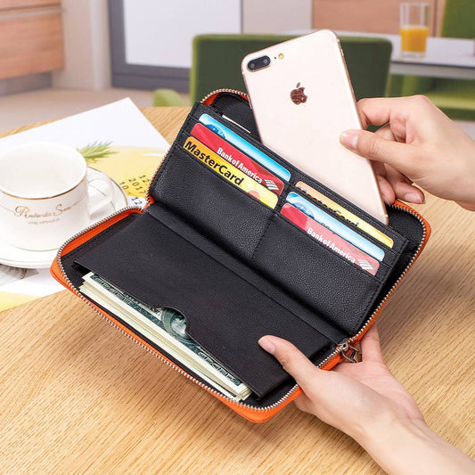 GENUINE LEATHER SIMPLE MULTIFUNCTIONAL LONG WALLET_CWAB3814
