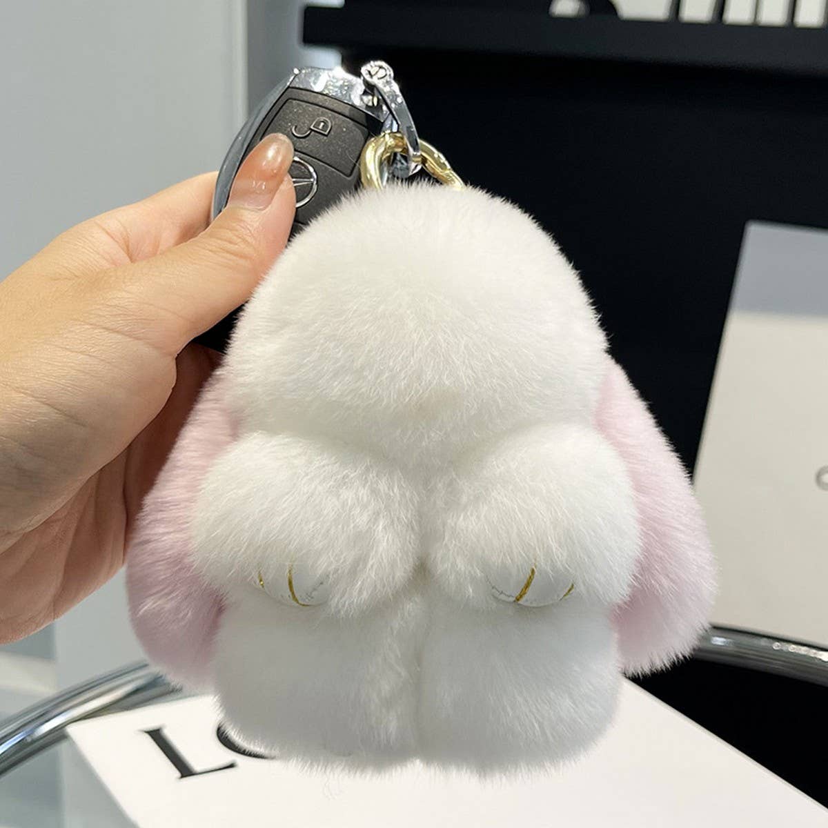 NEW MINI CUTE PLUSH BUNNY CAR KEYCHAIN PENDANT