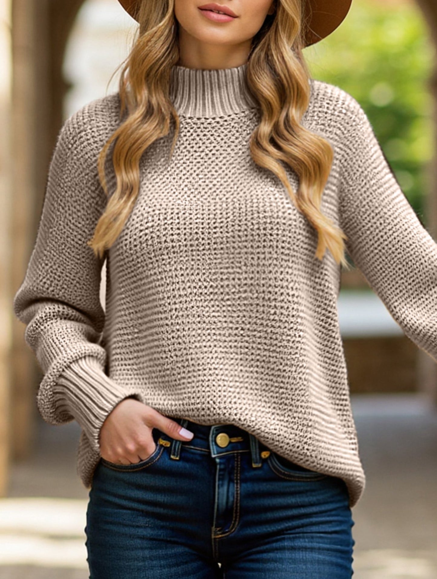 Loose V-neck Knit Sweater
