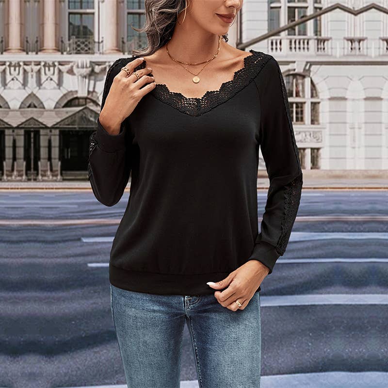 WOMEN'S SOLID COLOR V-NECK HOODIE